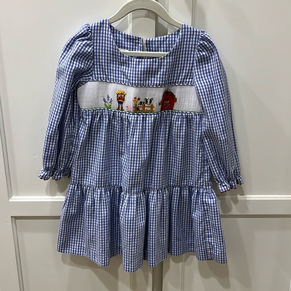 Zuccini Smocked Farm Dress, long sleeves